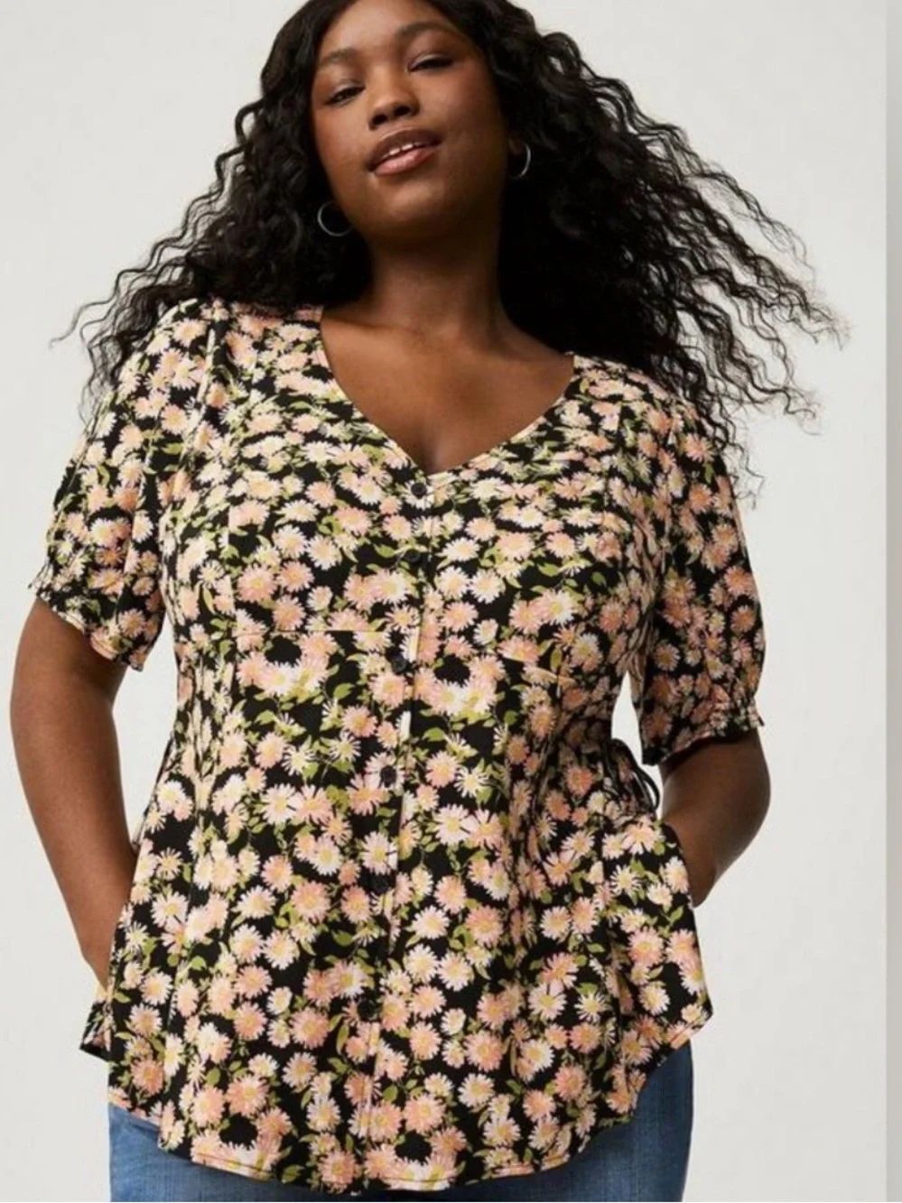 Torrid Ditzy Floral Challis Button Top Women’s Large (0)
